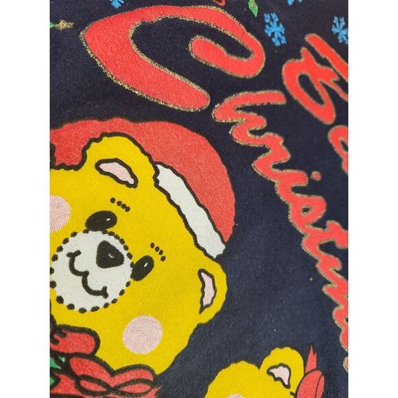 Vintage Christmas Bear sweater pull over crew neck long sleeve blue - Picture 4 of 8